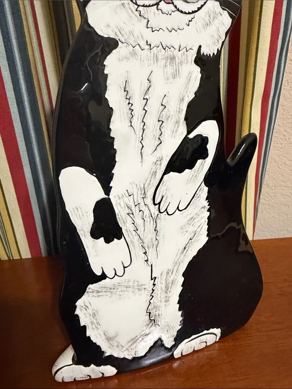 Limited Edition Top Hat Black & White Cat Figurine Decor Vase - #233 of 1000